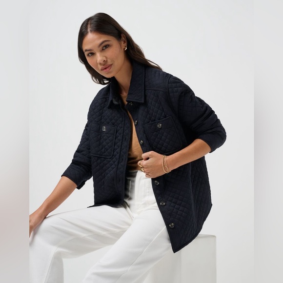 NWT Travis Mathew Diamond Quilted Shacket Black Sz XS - Picture 3 of 10